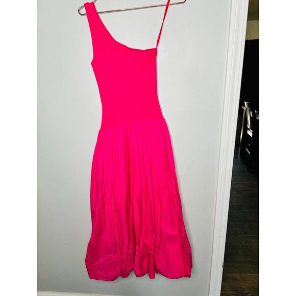 DEREK LAM COLLECTIVE Pink One-Shoulder Drop Waist Bubble Hemline Dress Size XS - Picture 4 of 14